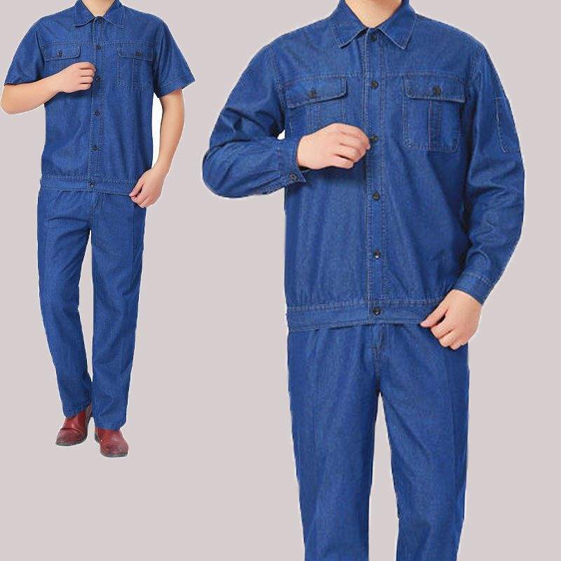 Summer Overalls Men'S Suit Jacket Pants Thin Long Short Sleeve Denim Breathable Wear-Resistant Anti-Scald Welding Work Protection Clothing - Image 2