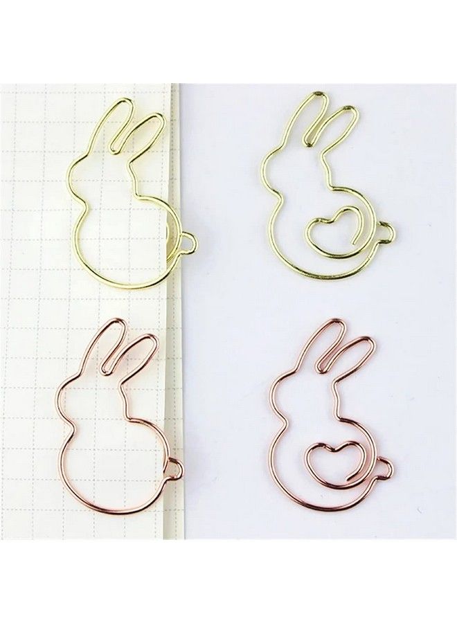 OWLFAVO Bunny Shape 20Pcs Paper Clips With Clear Box Rose Gold And Yellow Gold Funny Cute Paperclips Bookmarks Planner Clips For Fun Office Supplies School Gifts Wedding Decoration  - Image 5