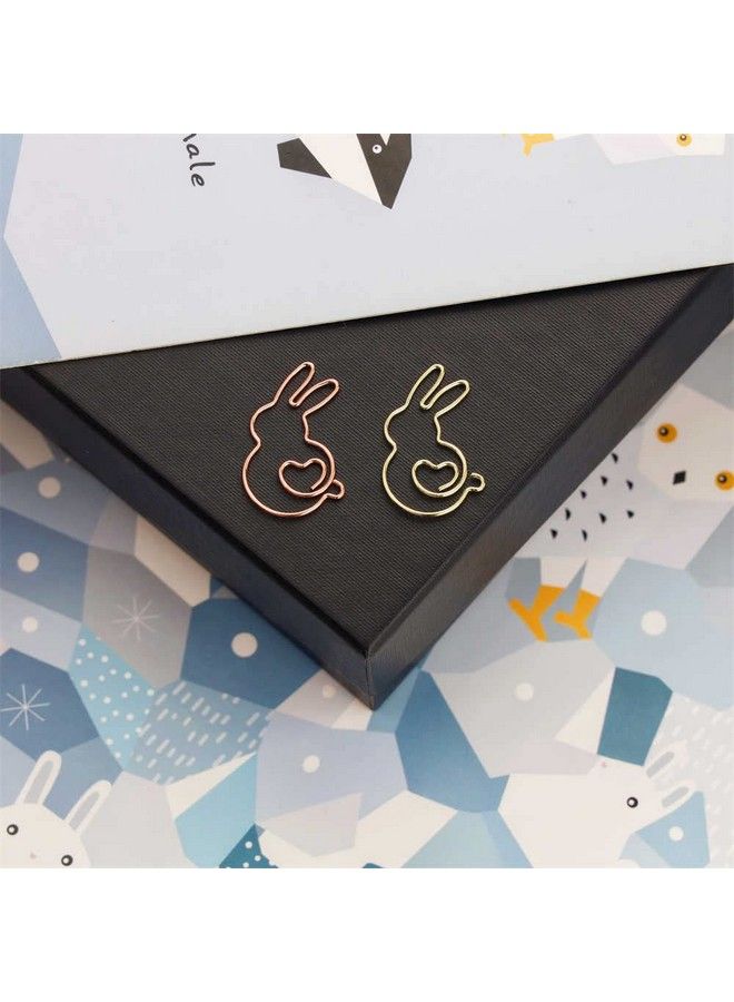 OWLFAVO Bunny Shape 20Pcs Paper Clips With Clear Box Rose Gold And Yellow Gold Funny Cute Paperclips Bookmarks Planner Clips For Fun Office Supplies School Gifts Wedding Decoration  - Image 4