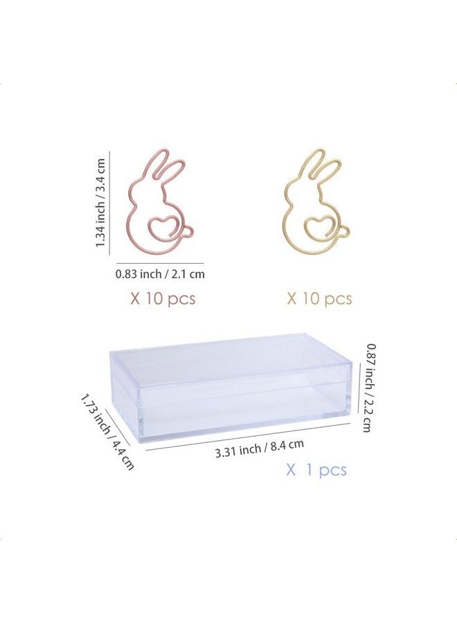 OWLFAVO Bunny Shape 20Pcs Paper Clips With Clear Box Rose Gold And Yellow Gold Funny Cute Paperclips Bookmarks Planner Clips For Fun Office Supplies School Gifts Wedding Decoration  - Image 3