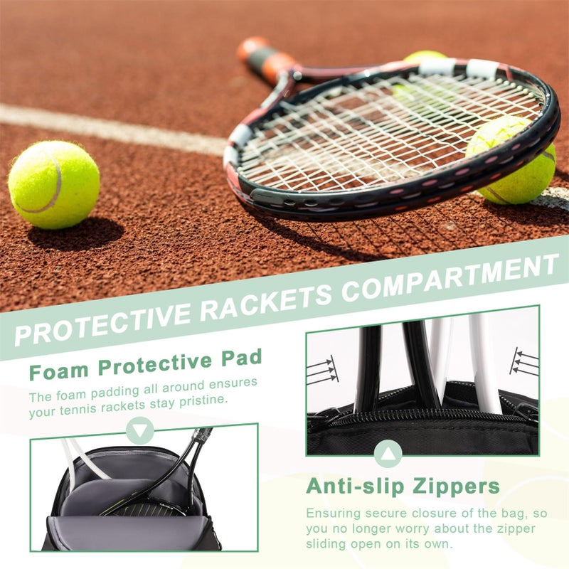 Arcoyard Tennis Bag, Large Tennis Bags For Women, Tennis Backpack with Ventilated Shoe Compartment and Insulated Pocket, Hold 2 Tennis Pickleball Rackets, Tennis Pickleball Balls and More (black) - Image 5