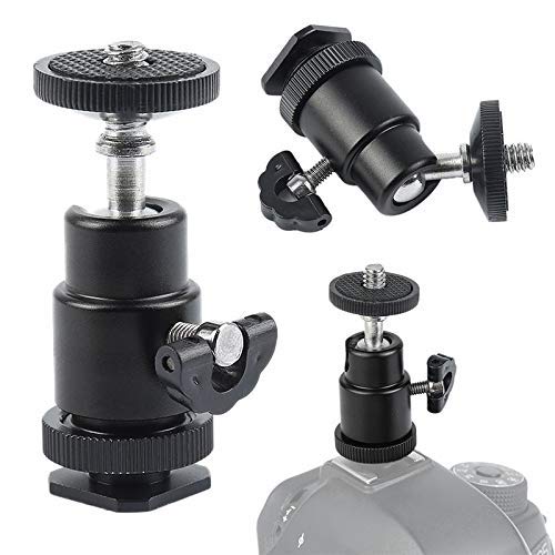 HIFFIN 2 Pcs Combo Swivel Mini Ball Head 1/4" Screw 360 Degree Aluminum Alloy Body Rotating Swivel Mini Tripod Ball Head with 1/4" Screw Thread Base Mount for Lighter Camera Camcorder - Image 2