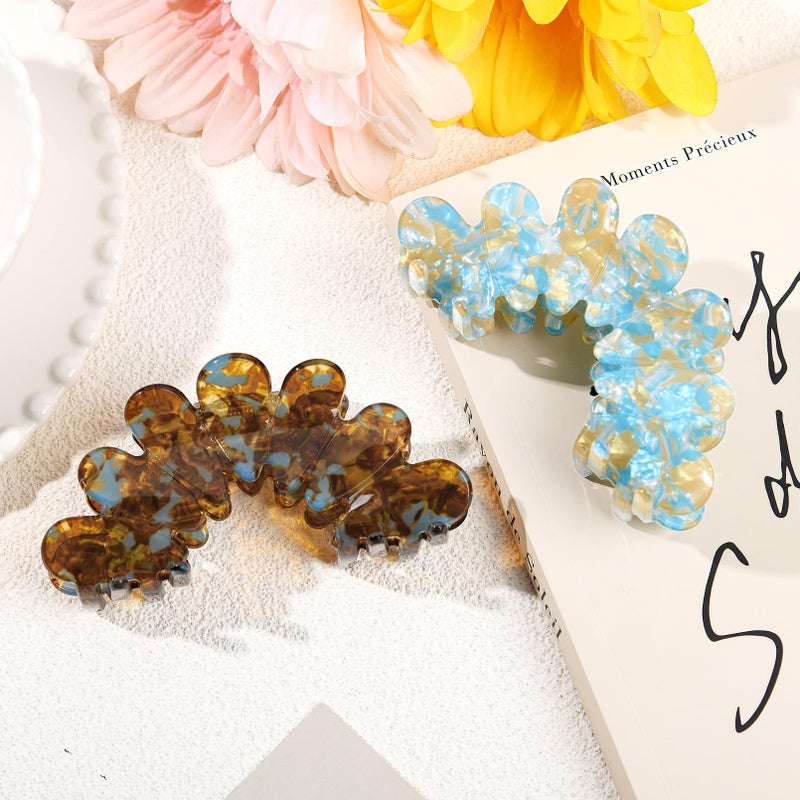 Aileam 2 Pack Hair Claw Clips Women Large Tortoise Hair Clip French Design Barrettes Celluloid Leopard Print Accessories Jaw Clips for Thick Hair - Image 2