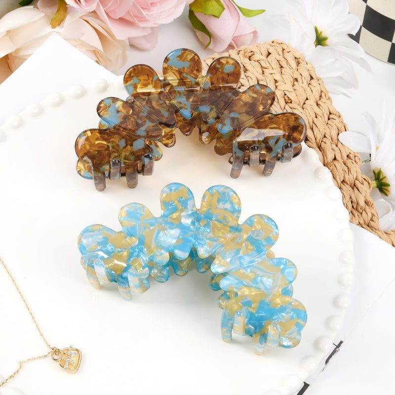 Aileam 2 Pack Hair Claw Clips Women Large Tortoise Hair Clip French Design Barrettes Celluloid Leopard Print Accessories Jaw Clips for Thick Hair - Image 5