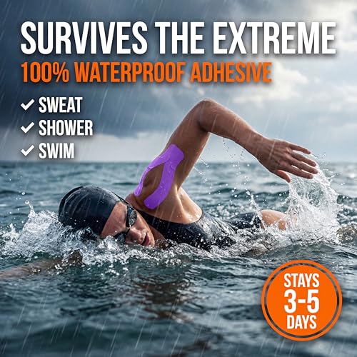 WINIOM Kinesiology Tape-Incredible Support for Athletic Sports and Recovery + Free Taping Guide - Pre-Cut 2 inch 16.4 feet (Indigo Purple + Free Taping Guide, 1 Pack) - Image 3