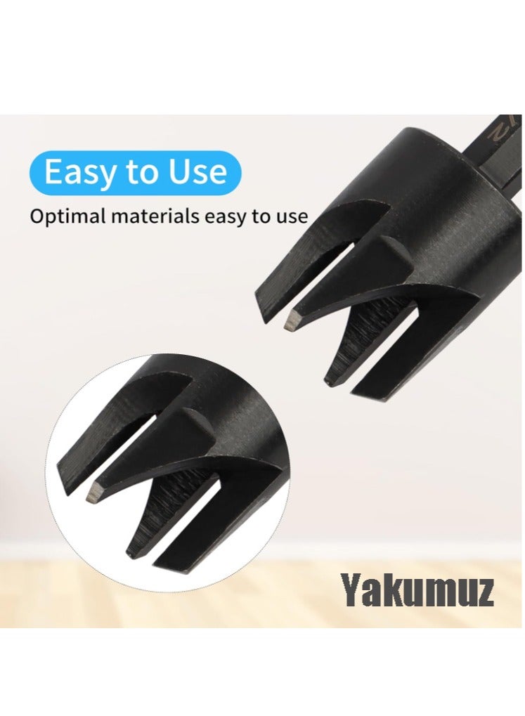 Yakumuz 8 Pack Wood Plug Cutter Drill Bit Set, Yakumuz Straight and Tapered Taper Cutting Tool 1/4", 5/16", 3/8", 1/2", 1/4 Inch Hex Shank, Black - Image 4