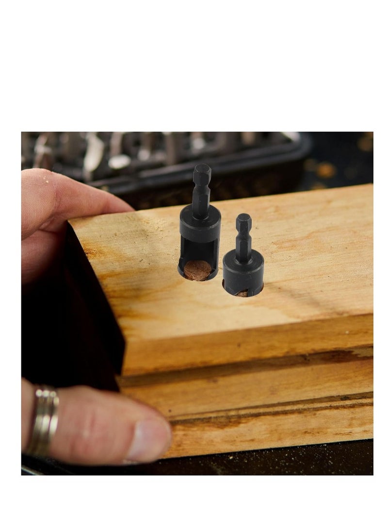 Yakumuz 8 Pack Wood Plug Cutter Drill Bit Set, Yakumuz Straight and Tapered Taper Cutting Tool 1/4", 5/16", 3/8", 1/2", 1/4 Inch Hex Shank, Black - Image 5