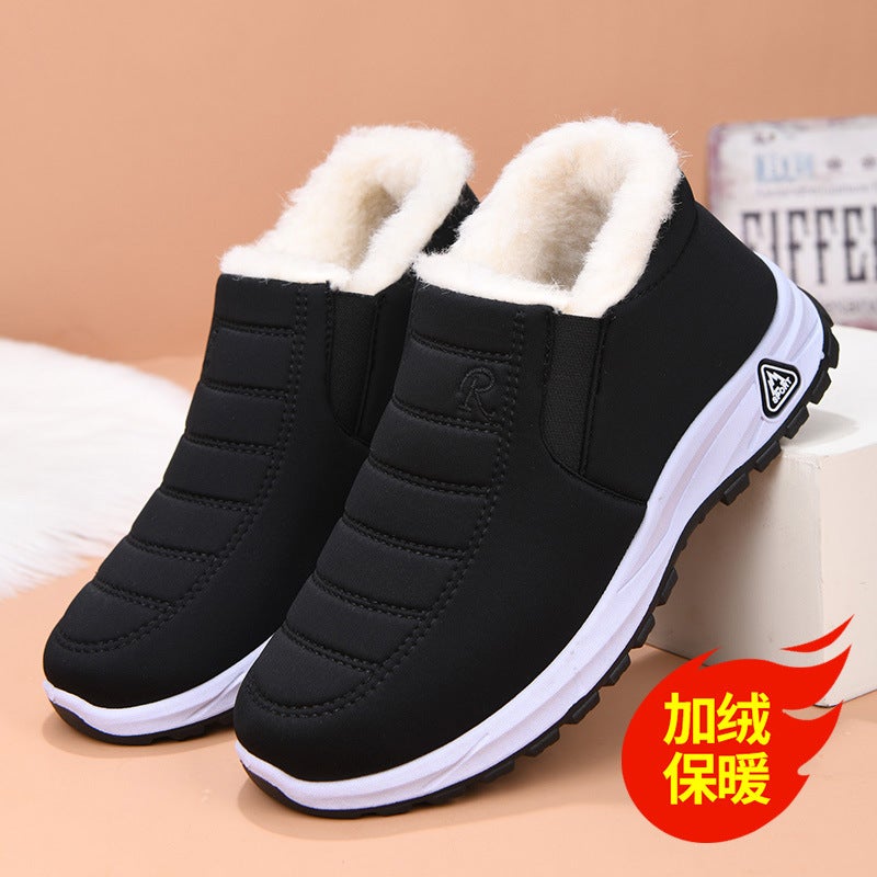 Women'S Cotton Shoes 2025 Winter New Style Fleece-Lined And Thickeneded Middle-Aged And Elderly Mother'S Shoes Flats Non-Slip Warm Export Snow Boots - Image 1