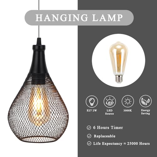 JHY DESIGN Hanging Lamp Battery Operated Cordless Hanging Light Great for Parties Patio Events for Indoors Outdoors(Teardrop Shape) - Image 3