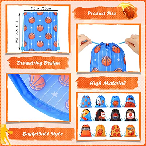 Shappy 12 Pack Basketball Drawstring Bags Party Favors Basketball Goodie Backpack Sports Drawstring Gift Bag for Birthday Party School Gym Travel - Image 3