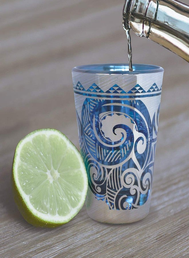 Island Heritage Hawaiian Tropical Foil Short 1 oz Shot Glass (Tribal Swirl) - Image 3