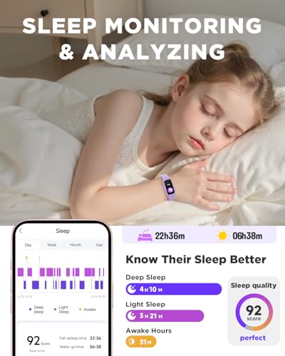 BIGGERFIVE Vigor 3 Kids Fitness Tracker Watch, AMOLED Screen, No App No Phone Needed, 3ATM Waterproof, Heart Rate and Sleep Monitor, Pedometer Watch, Sports Step Counter for Girls Ages 5-15, Lilac - Image 5