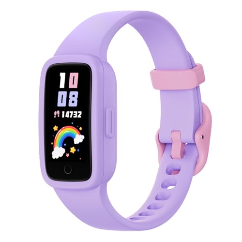 BIGGERFIVE Vigor 3 Kids Fitness Tracker Watch, AMOLED Screen, No App No Phone Needed, 3ATM Waterproof, Heart Rate and Sleep Monitor, Pedometer Watch, Sports Step Counter for Girls Ages 5-15, Lilac - Image 1