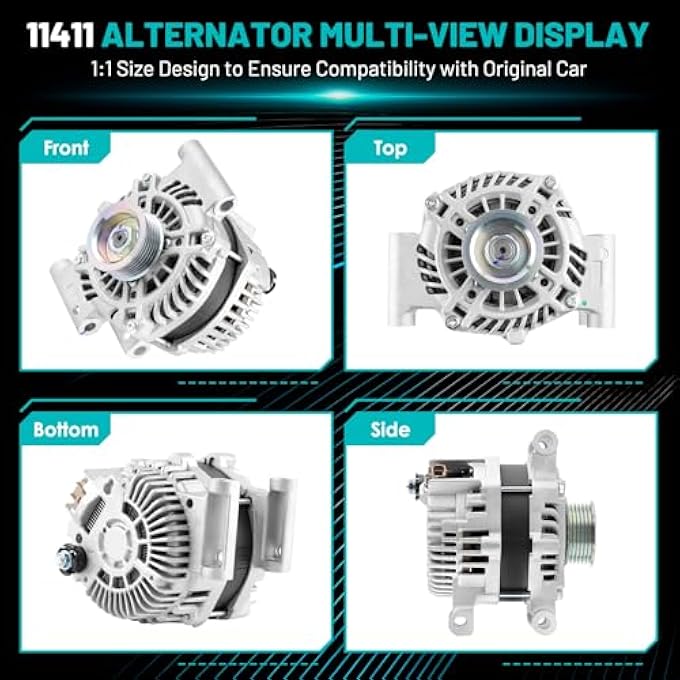 Farrme 11411 Car Alternators 150 Amp, 6-Groove Pulley Fit for Ford Escape 09-12, Fusion 10-12, for Mazda Tribute 09-11, for Mercury Mariner 09-11, Milan 10-11 V6 3.0L Automotive Replacement Alternator - Image 5