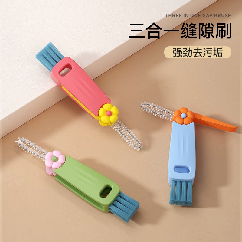 Explosions Petals Small Crocodile Three-In-One Cup Cover Brush Thermos Cup Multifunctional Gap Cleaning Brush Cup Mouth Brush - Image 4