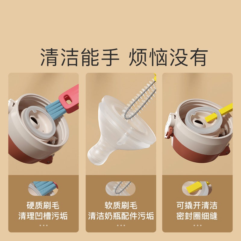 Explosions Petals Small Crocodile Three-In-One Cup Cover Brush Thermos Cup Multifunctional Gap Cleaning Brush Cup Mouth Brush - Image 5