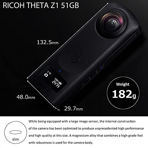 RICOH Theta Z1 51GB Black 360° Optical Zoom Camera Flagship Model, Two 1.0-inch Back-Illuminated CMOS Sensor Installed, 51GB, 23MP Images, 4K Video with Image Stabilization, HDR, Wireless Transfer - Image 3