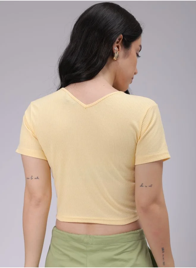 Freehand Women Fitted Casual Solid Crop Top