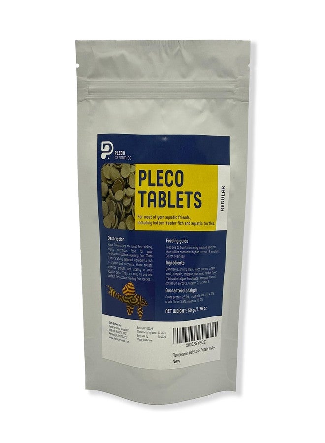 Plecoceramics رقائق بليكو من بليكوسيراميكس، غذاء عالمي لمعظم أسماك الزينة - السلاحف، والأسماك الذهبية، وسمك السلور، ورقائق الطحالب للأسماك القاعية - أقراص بروتين - غذاء أسماك البرك (1.76 أونصة / 50 غرام) - Image 1