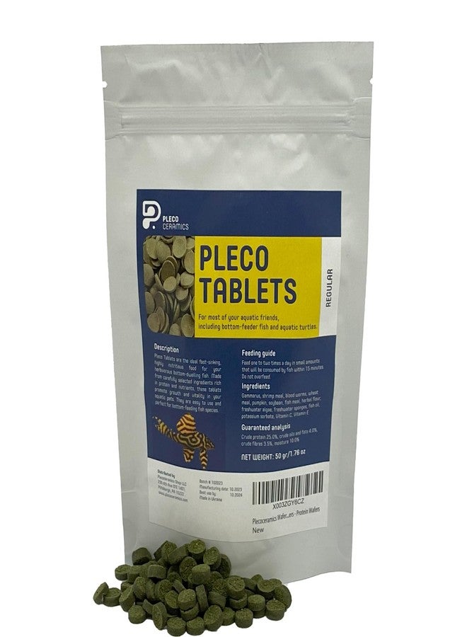 Plecoceramics رقائق بليكو من بليكوسيراميكس، غذاء عالمي لمعظم أسماك الزينة - السلاحف، والأسماك الذهبية، وسمك السلور، ورقائق الطحالب للأسماك القاعية - أقراص بروتين - غذاء أسماك البرك (1.76 أونصة / 50 غرام) - Image 4