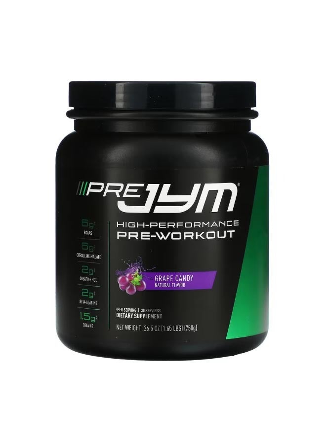 جيم سابلامنتس ساينس Pre JYM High Performance Pre Workout Grape Candy 1.65 lbs 750 g - Image 1