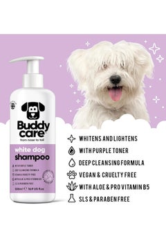 Buddy Dog Shampoo by Buddycare Brightening and Whitening Shampoo for Dogs Deep Cleansing Fresh Scented With Aloe Vera and Pro Vitamin B5 500ml  - Image 3
