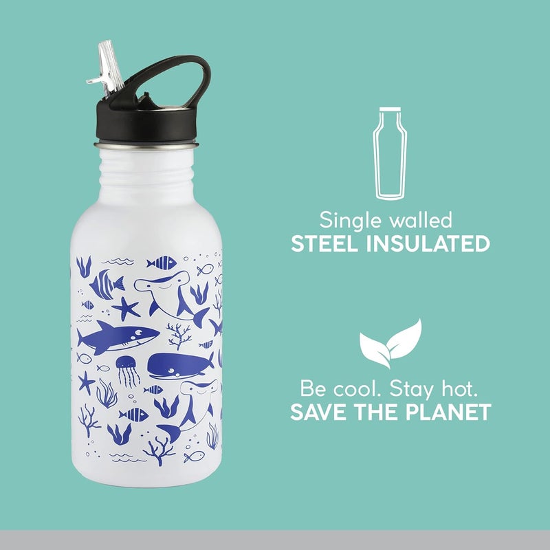 Typhoon Premium Stainless Steel Pure Colour Change Sealife Kids Bottle for thinKitchen, 550ML - Image 4