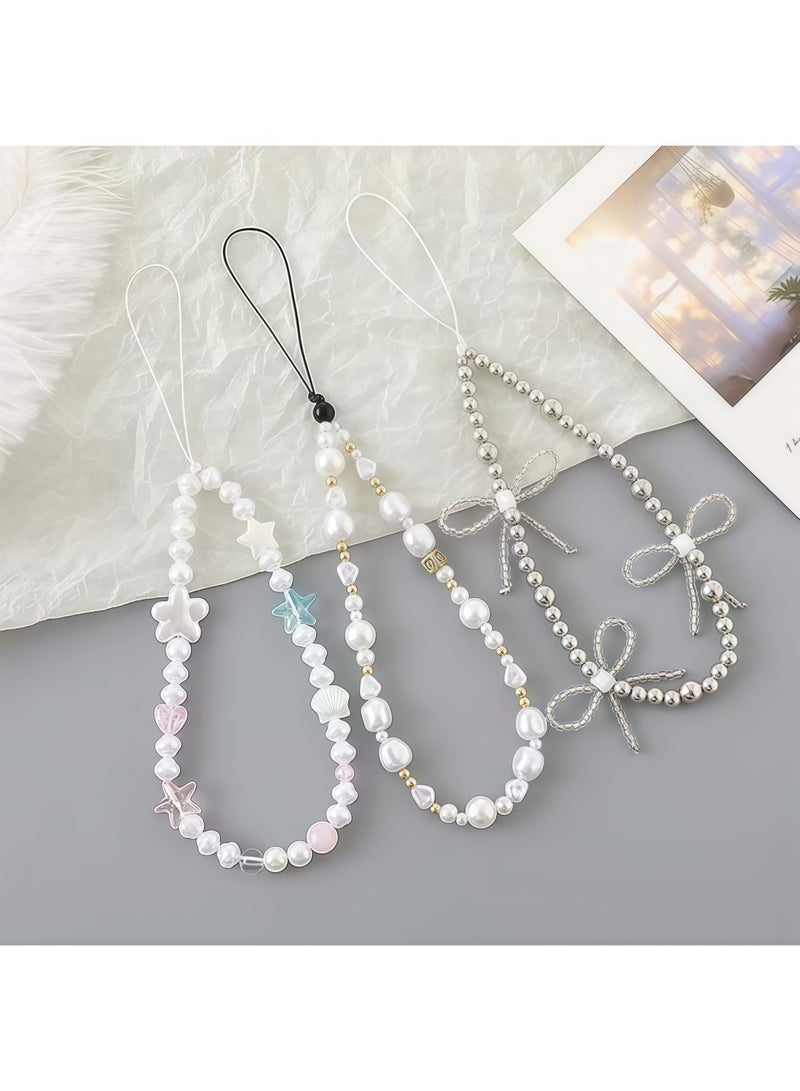 Phone Charm Phone Wrist Strap for Women Phone Chain Phone Lanyard Handmade Cell Phone Accessories for Women Classic Pearl - Image 3