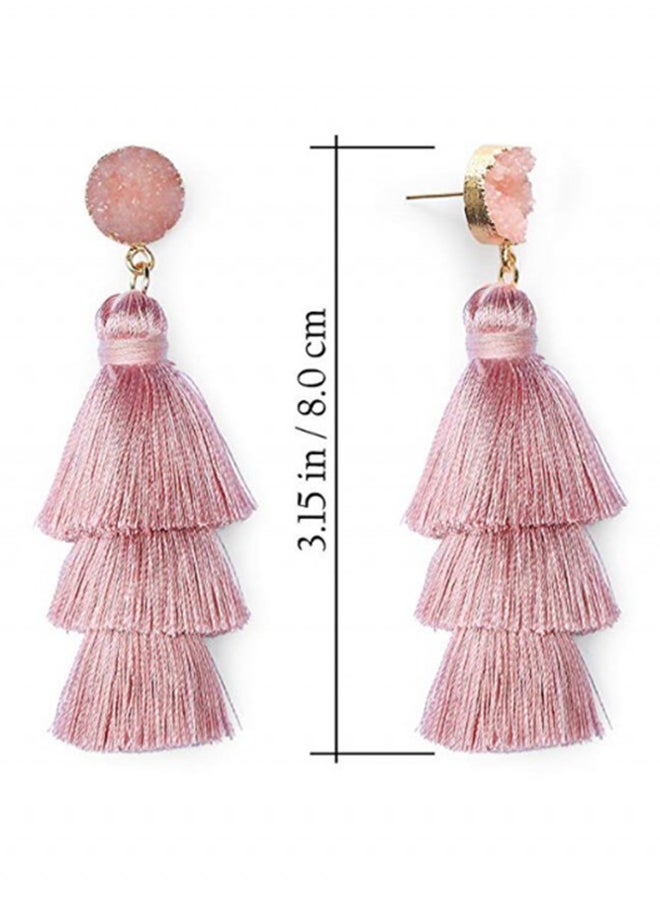 OPI Bohemian Dangle Drop Tiered Tassel Druzy Stud Earring - Image 2