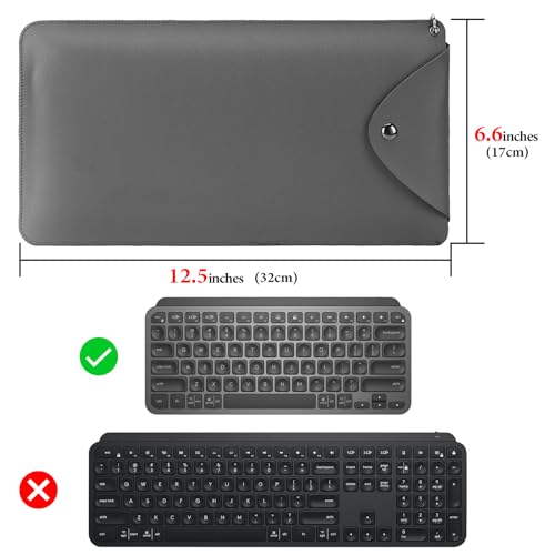 Geekria Keyboard Carrying Case Compatible with Logitech MX Keys MiniMini for MacPebble Keys 2 K380s Vegan Leather Protective Travel Bag Dark Grey - Image 3
