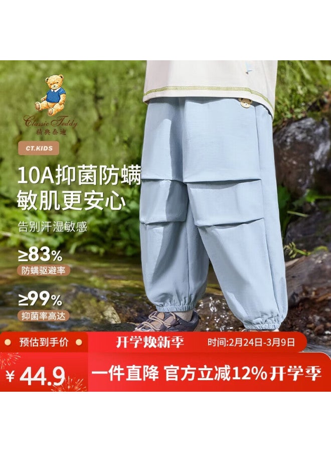 Classic Teddy Kids Pants Boys And Girls Work Pants Toddler Spring Outdoor Sports Casual Trousers Gray Blue 120