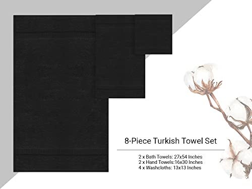 Towel Bazaar 8-Piece Towel Set, 100% Premium Cotton Turkish Towels,Luxury Towel Super Soft and Absorbent, Perfect Use for Bathroom, Shower Towels - Black - Image 5