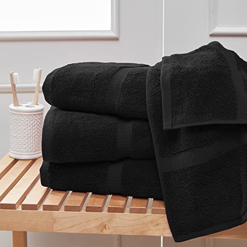 Towel Bazaar 8-Piece Towel Set, 100% Premium Cotton Turkish Towels,Luxury Towel Super Soft and Absorbent, Perfect Use for Bathroom, Shower Towels - Black - Image 3