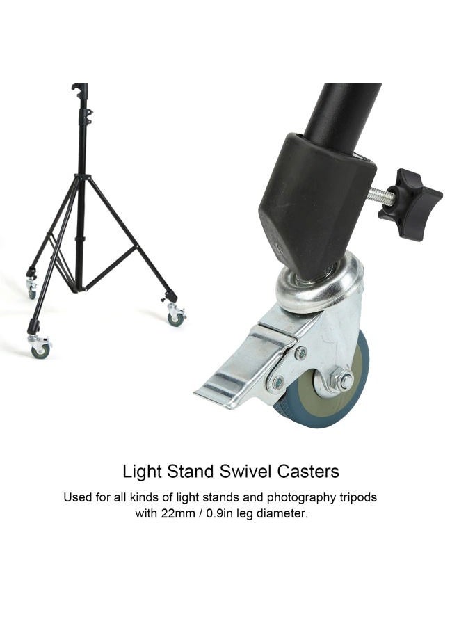 fosa 22Mm Swivel Caster Wheels for Lights Stands Photography Tripods, 3pcs Set Light Stand Swivel Casters with Brake, for Photography Lights Stand Studio Photo Video - Image 3