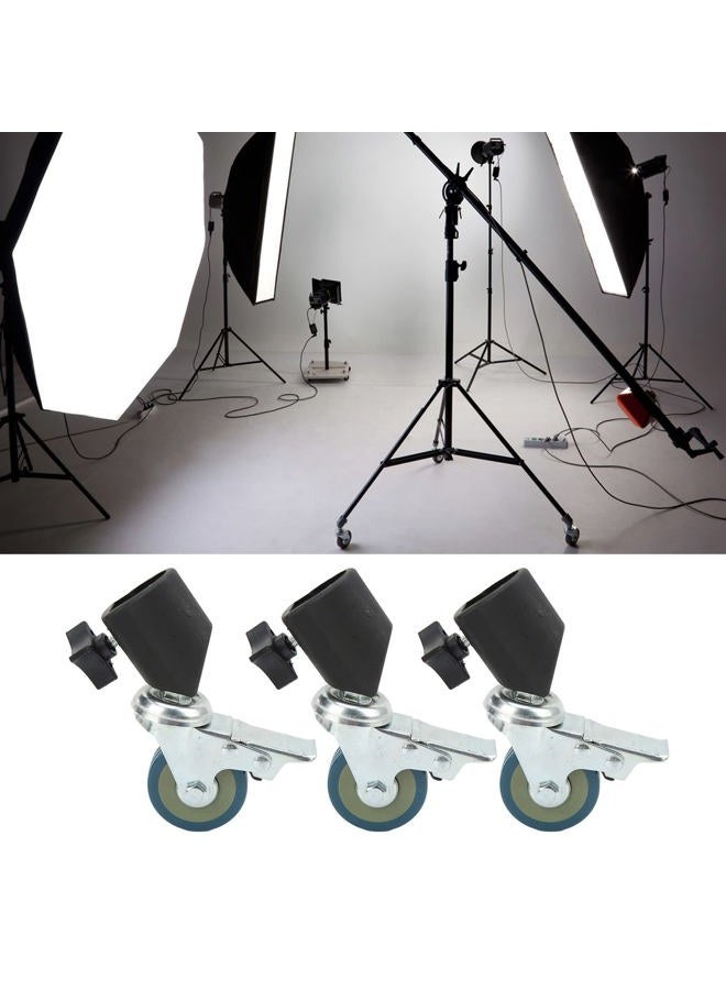 fosa 22Mm Swivel Caster Wheels for Lights Stands Photography Tripods, 3pcs Set Light Stand Swivel Casters with Brake, for Photography Lights Stand Studio Photo Video - Image 5
