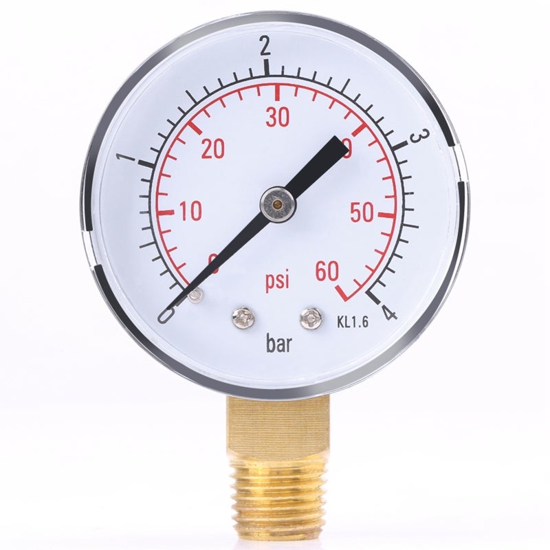 Pressure Gauge: 0-60psi 0-4bar Double Scale - Stable Performance Mini Portable Pressure Gauge for Air Water Oil Non-corrosive Materials - Image 1