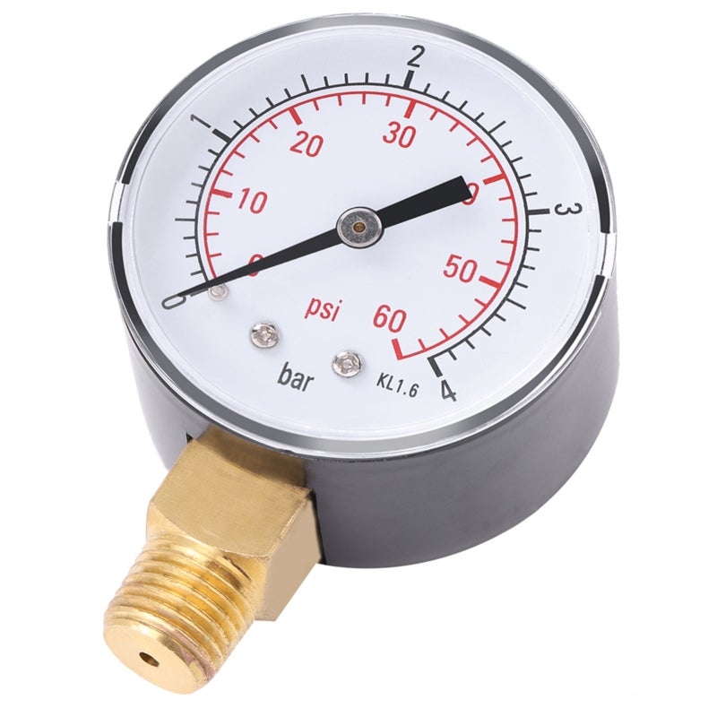 Pressure Gauge: 0-60psi 0-4bar Double Scale - Stable Performance Mini Portable Pressure Gauge for Air Water Oil Non-corrosive Materials - Image 3