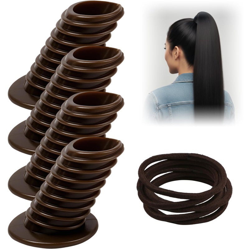KH866 4Pcs Ponytail Volumizer Brown Ponytail Holder Bump Up Hair Styling Insert Pro Increased Volume Hair Pad Fashion Hair Bun Maker Magic Hair Bump Accessory Tool for High Lift - Image 1