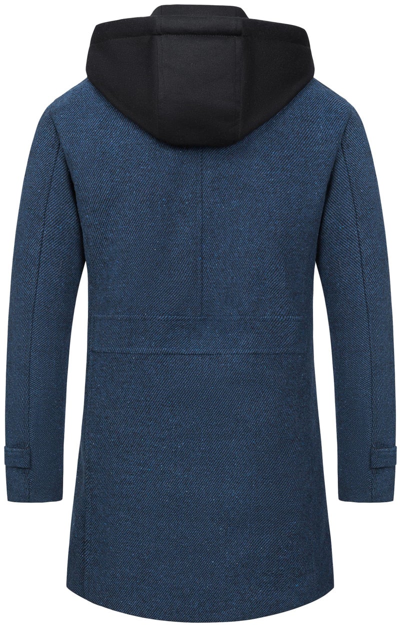 CREATMO US Men's Winter Pea Coat Hip Length Fall Winter Mens Wool Jacket Formal Slim Fit Business Overcoat For Men Navy Blue M - Image 3