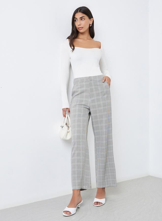 Styli Women Checked Wide Leg Trousers - Image 1