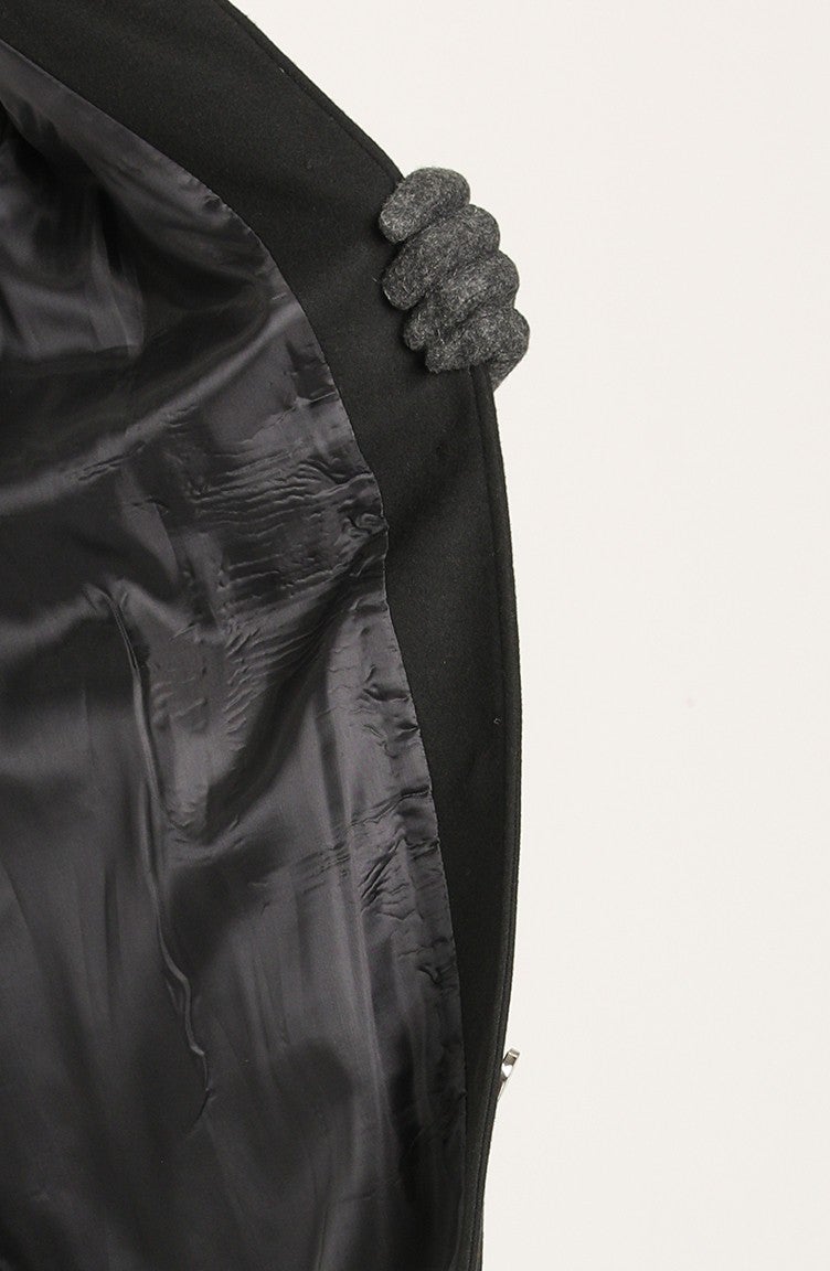 Sefa Merve Plus Size Cashmere Coat 0416-01 Black - Image 5