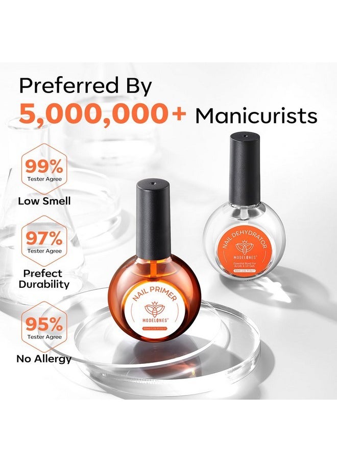 modelones - 30 Ml Nail Dehydrator And Primer, Acid Free Natural Nail Prep Dehydrate & Bond Primer Kit, Hema-Free Acrylic Nail Supplies Primer Top Coat - Image 1