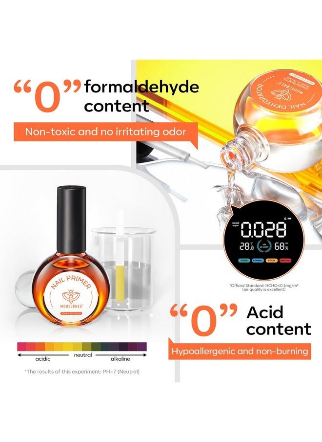 modelones - 30 Ml Nail Dehydrator And Primer, Acid Free Natural Nail Prep Dehydrate & Bond Primer Kit, Hema-Free Acrylic Nail Supplies Primer Top Coat - Image 1