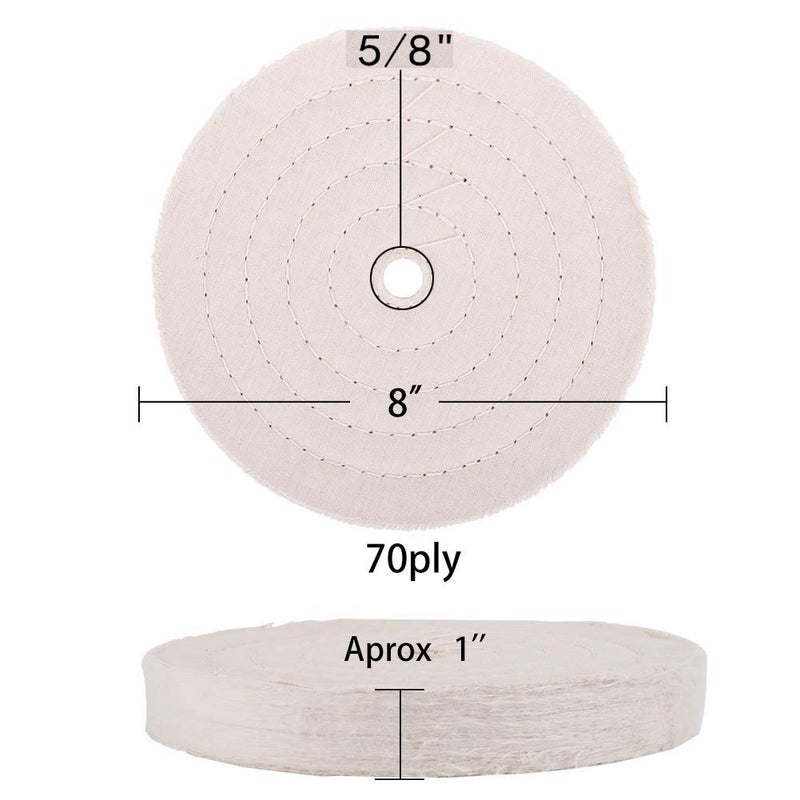 SCOTTCHEN عجلة تلميع SCOTTCHEN 8" x 5/8" محور x 70 طبقة قطن أبيض ناعم لطاحونة العمل - 2 قطعة - Image 2