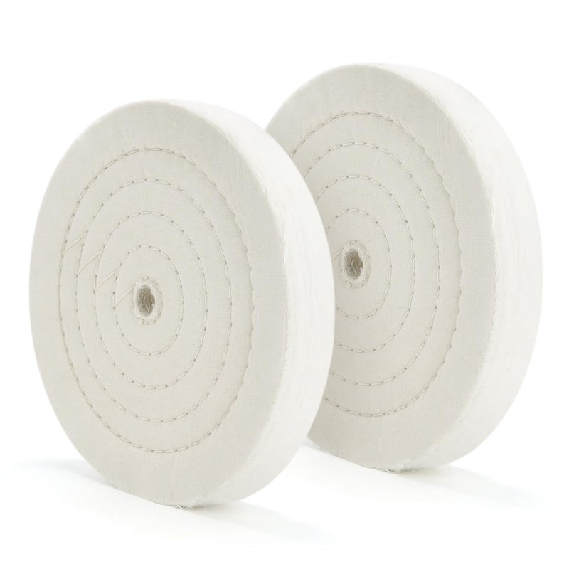 SCOTTCHEN عجلة تلميع SCOTTCHEN 8" x 5/8" محور x 70 طبقة قطن أبيض ناعم لطاحونة العمل - 2 قطعة - Image 1