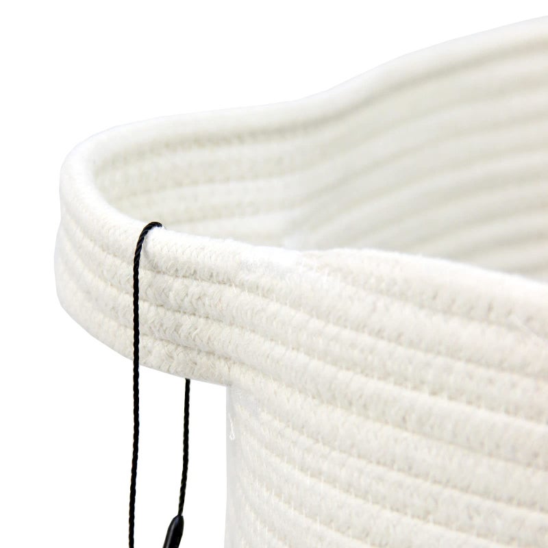 Casaphoria Cotton Rope Storage Basket For Organizing Round Blanket Basket Living Room Woven Laundry Basket With Handles For Bathroom Bedroom Stripe Woven Cotton Laundry Hamper Tall Laundry Basket - Image 3