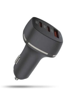 ZO7 Dual PD Type C & QC 3.0 50W Car Charger, PD 25W2 Fast Charging, 1USB-A Port, 2Type-C Output, Power Up Safely, Durable Quality, Swift & Efficient, USB-C To Lightning Head 1M PVC Cable - Black  - Image 1