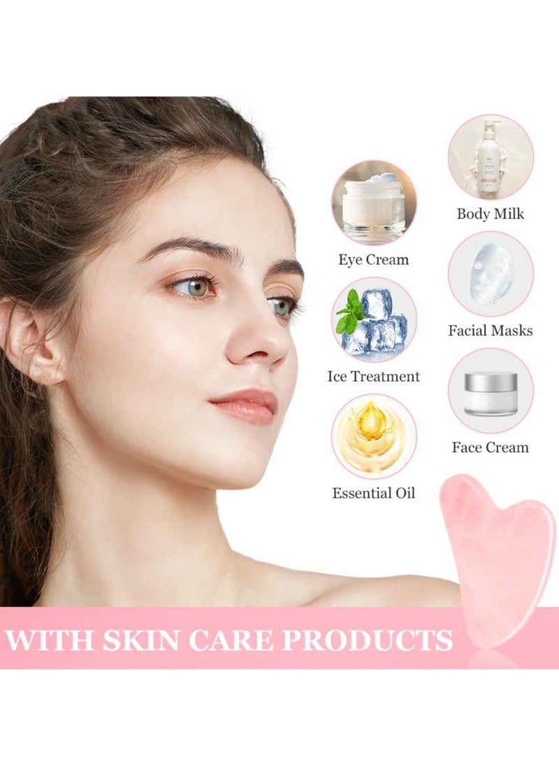 Scraping Facial Tools And Jade Roller Set Suitable For Facial Scraping Tools For Skin Care Scraping Stone Set Reduces Swelling And Improves Wrinkles Self Care Gift, Pink