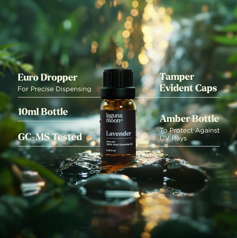 Lagunamoon Essential Oils Set - Top 6 Organic Blends for Diffusers, Home Care, Candle Making, Fragrance, Aromatherapy, Humidifiers, Gifts - Peppermint, Tea Tree, Lavender, Eucalyptus, Lemongrass, Orange (10mL) - Image 5