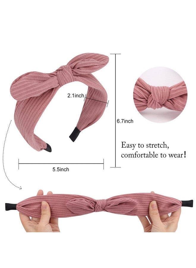 6 Pack Bow Headbands For Women Cute Knotted Headband Fashion Wide Headbands Girls Headband Solid Color Plain Headbands Hair Bands Hair Accessories For Women Girls Gifts (Set 2)